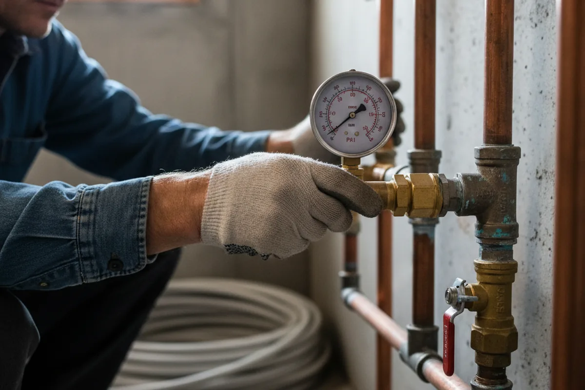 Pressure testing a repaired line during Water Line Repair in Harbeson
